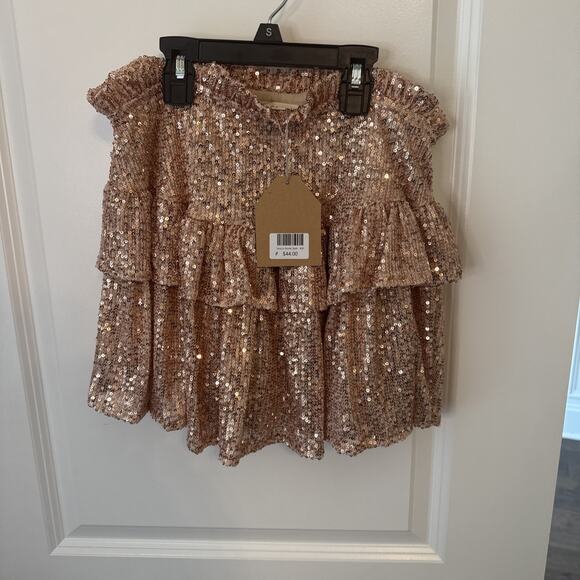 Women’s Main Strip Sequin Bomb Skirt Rose Gold Skort - Picture 1 of 4